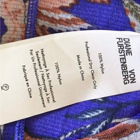 RESERVED - DIANE VON FURSTENBERG CANTON ELECTRIC BLUE FLORAL RUCHED MIDI DRESS - Picture 10 of 13